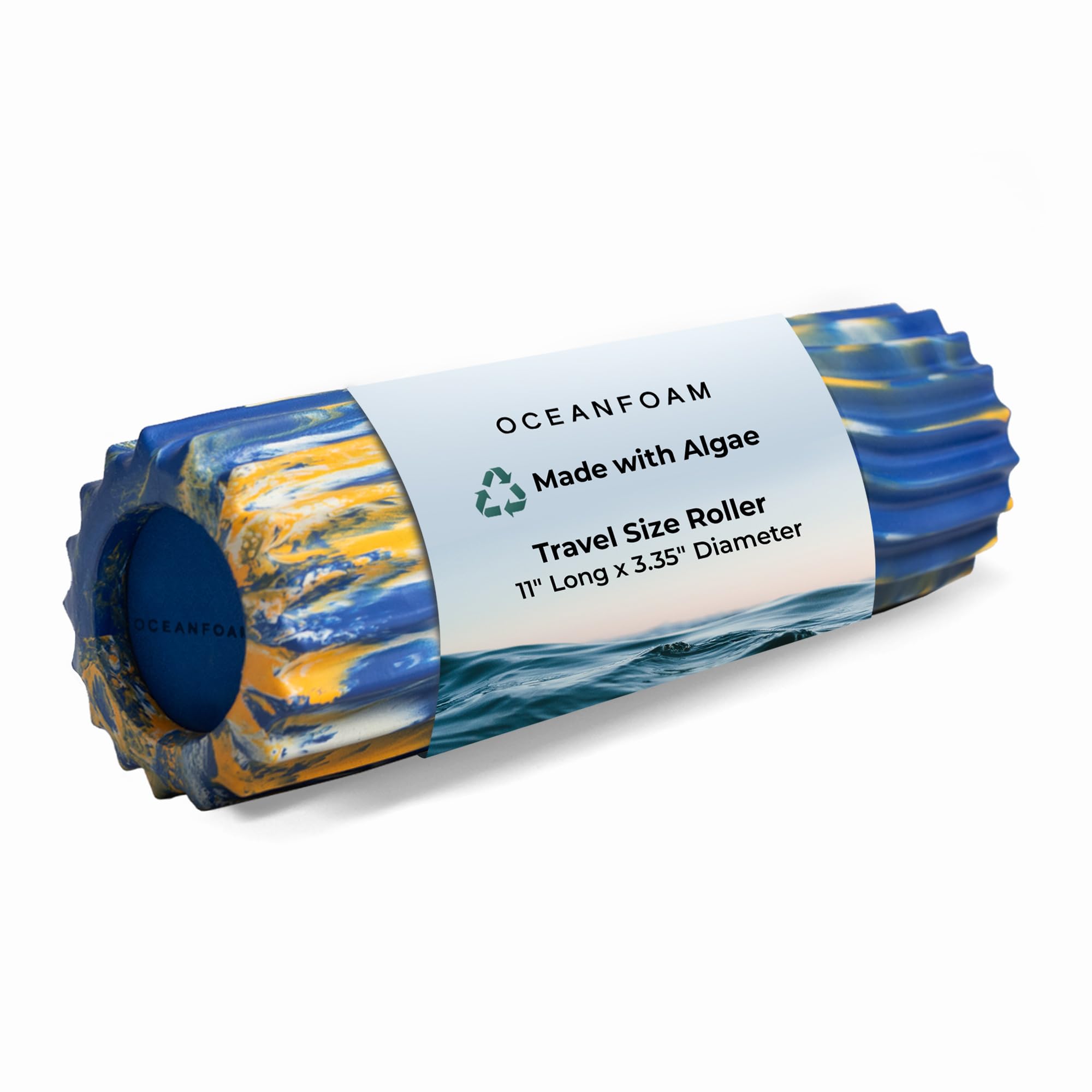 Oceanfoam Wave Roller - Foam Muscle Roller for Back Pain and Stretching - Ergonomic Wave Texture - Yoga, Athletics & Wellness - Compact - 28 x 8.5 cm - Marble — image 1