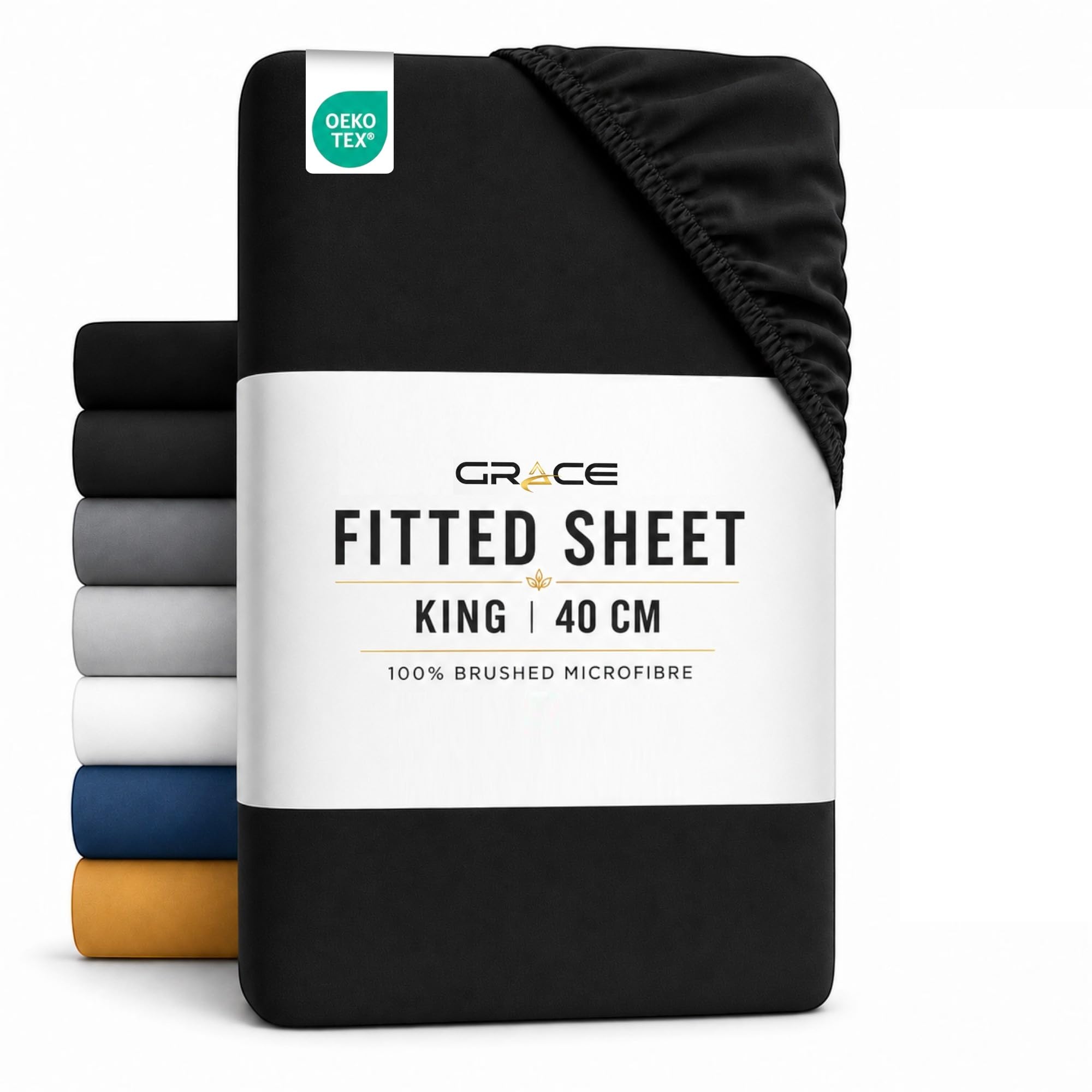 Grace King Size Fitted Sheets Extra Deep Pocket 40 cm (16 inches) Durable Elastic Bed Sheets - Premium Microfiber Fitted Sheets King Size - Ultrasoft Hypoallergenic Fade Resistant โ image 1