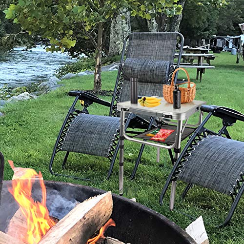 Excelfu Small Folding Camping Table, Portable Adjustable Height Aluminum Camp Tables With Storage Mesh Lightweight Folding Table For Outdoor Indoor, Camp, Picnic, Cooking, Beach (3 Heights) #TOP1