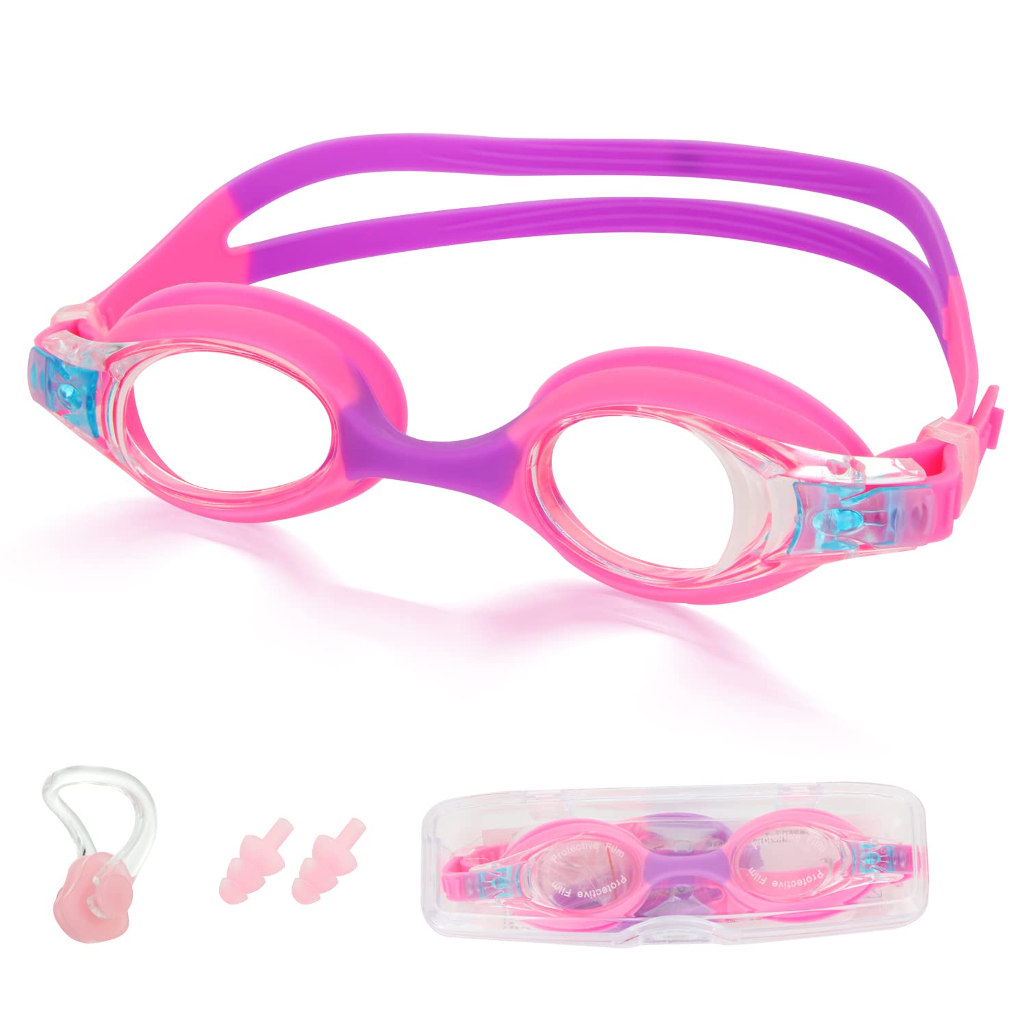 Lychico Kids Swimming Goggles, Kids Goggles Anti-Fog UV Resist Leak Proof Swimming Goggles for Kids Boys Girls, Childrens Swimming Goggles Comfortable Food Grade Silicone (Age 3-14)