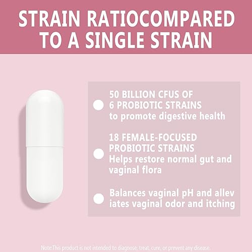 Miniatura 3 de Probióticos vaginales para mujeres, equilibrio de pH con prebióticos y mezcla de probióticos Lactobacillus, suplemento de salud vaginal, promueve el