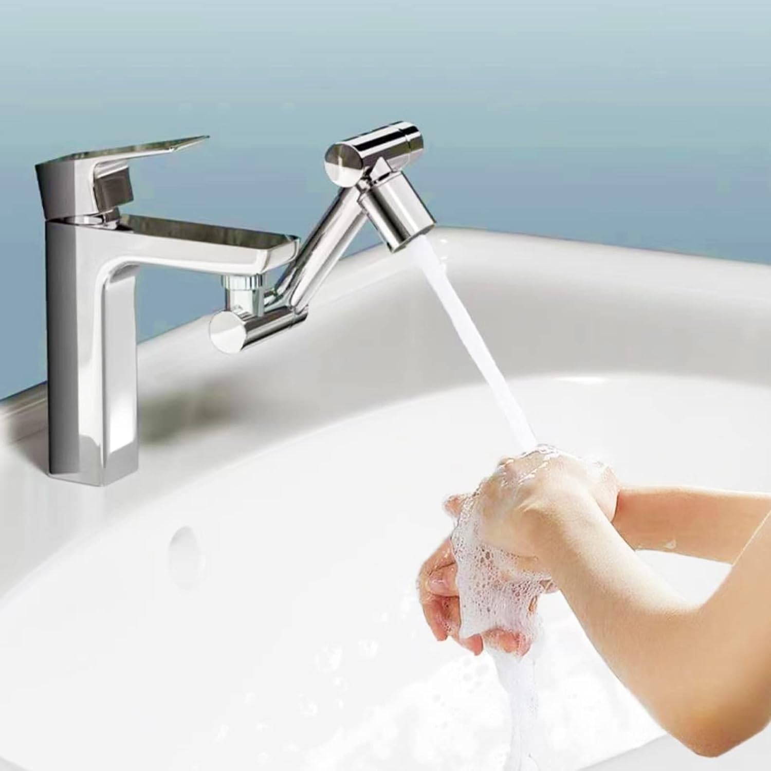 Estensore del Rubinetto, Aeratore del Rubinetto Rotante A 1440 °, Aeratore Retrattile del Rubinetto A Due Vie con Risparmio d'Acqua, Rubinetto con Filtro Antispruzzo Rotante Ad Angolo Grand