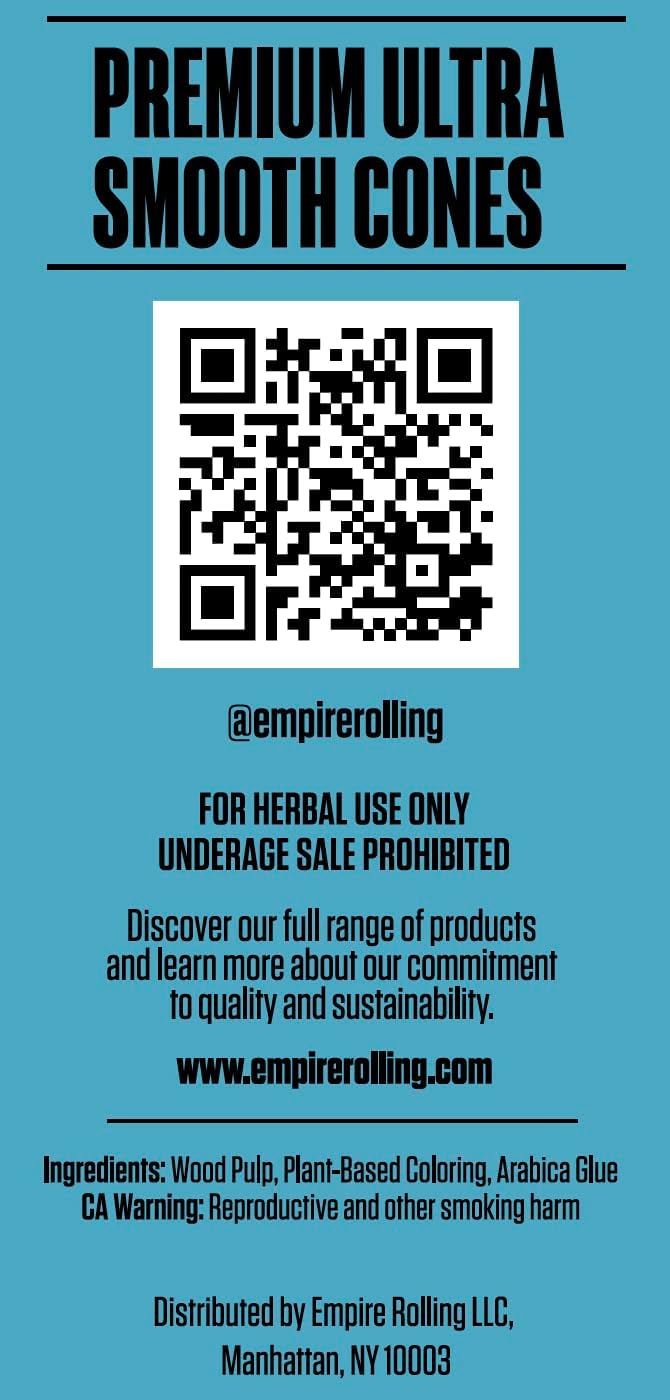 Empire Rolling – Pack of 12 Tubes | 50 Premium Ultra Smooth Blue Pre-Rolled Cones | Unbleached Natural Fibers, 1.25" Size | Organic, Slow Burn, Funnel Included