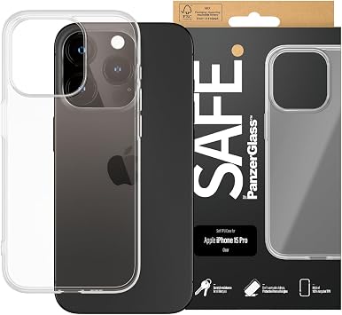 Panzer Glass SAFE by Sert K l f iPhone 15 Pro ile Uyumlu| D meye Kar  Koruma Sert Kapak,  nce ve Hafif A rl k, Kolay Kurulum, Kablosuz  arj Uyumlu,  izilmez, Sararmaz, Tam -  effaf