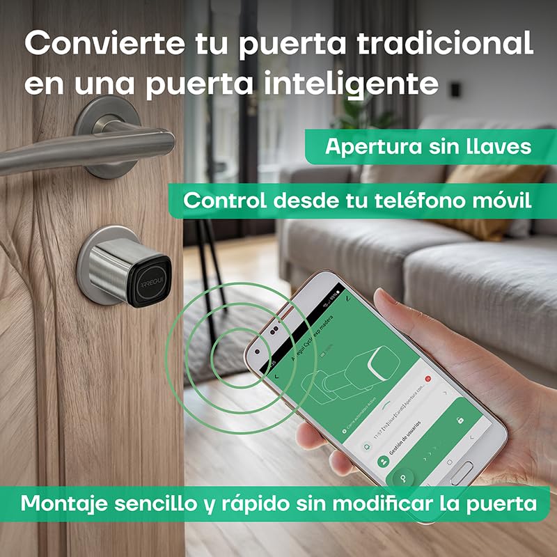 Arregui CYCLO + BRIDGE Cerradura Electrónica con App Móvil y Tarjeta RFID | Control desde Smartphone | Ideal Oficinas y Locales | Seguridad IP65 sin Llave | Control Remoto Compatible Google y Alexa