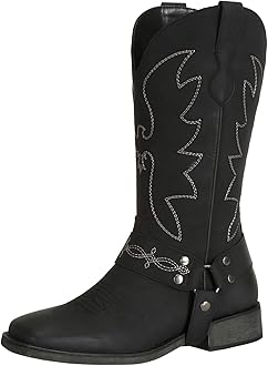 SheSole Womens Square Toe Cowgirl Cowboy Boots Wide Calf Fashion Western Shoes