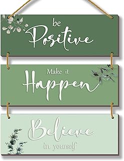 3 Pieces Office Wall Decor Inspirational Rustic Wall Decor Green Office Decor Motivational Plaques with Sayings Wooden Positive for Home Bathroom Bedroom(Green 12x4)