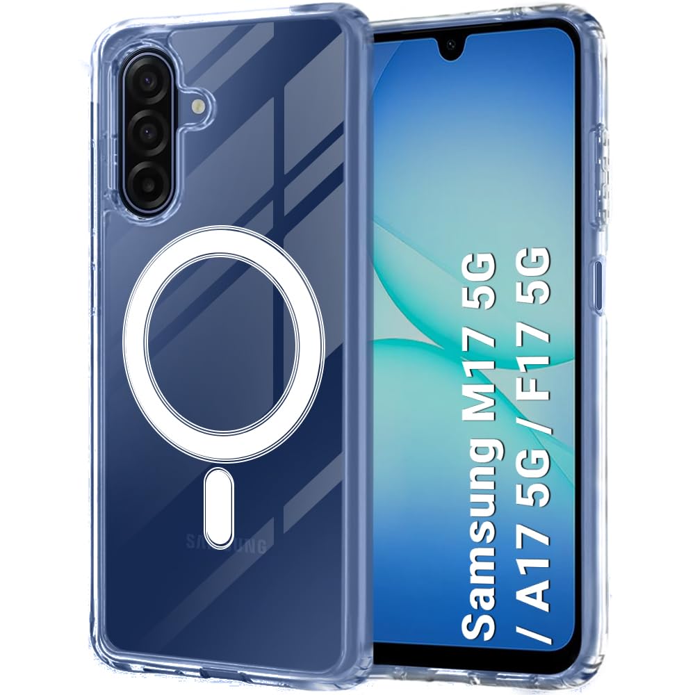 TheGiftKart Ultra-Hybrid Crystal Clear Back Case Cover for Samsung Galaxy M17 / A17 / F17 5G | Shockproof Design | Hard Back Cover for Samsung M17 / A17 / F17 5G (PC & TPU, Magsafe Compatible, Clear)