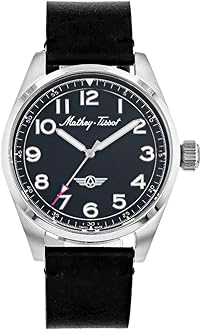 Men's Heritage Swiss Quartz Watch – 42mm Stainless Steel Case with Black Dial and Silver Indexes, Three-Hand Analog Display, Black Leather Strap