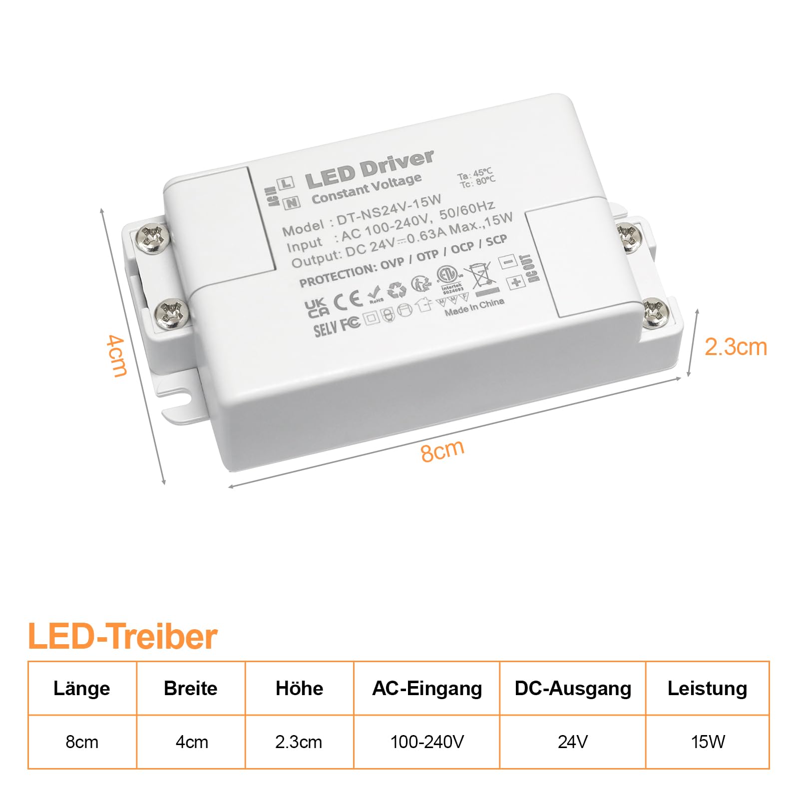 24 V 15 W, LED Transformer 24 V 15 W, 230 V to 24 V, Electronic Transformer, LED Driver No Noise, Power Supply LED Driver - Image 2