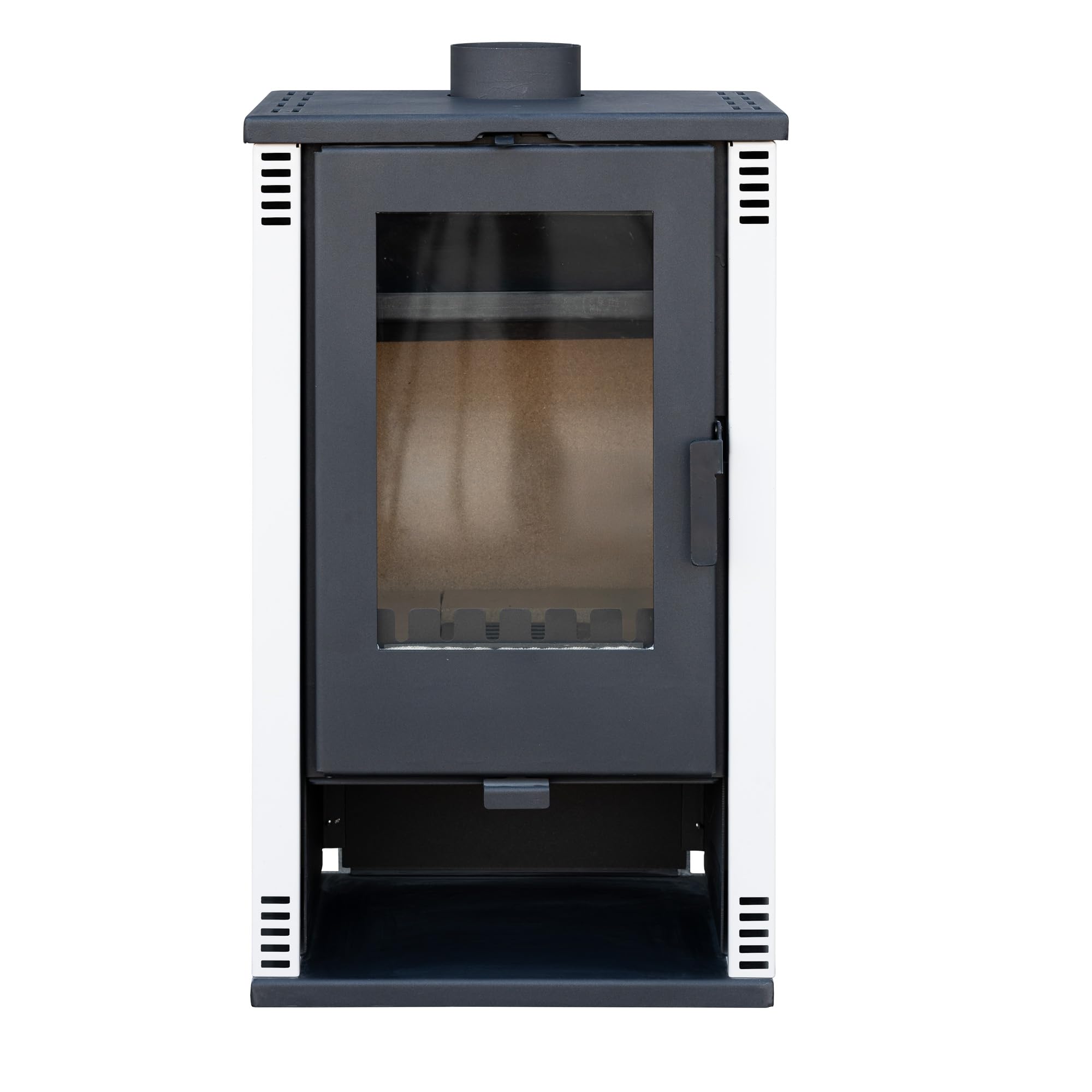 Kaminofen holzofen ALAZ K10M Weiß 10 kW, Kamin Heizofen Dauerbrandofen Holzofen, Кaminholz Hüttenofen, Кaminfeuer, Briketts Kamin, Fireplace Wood