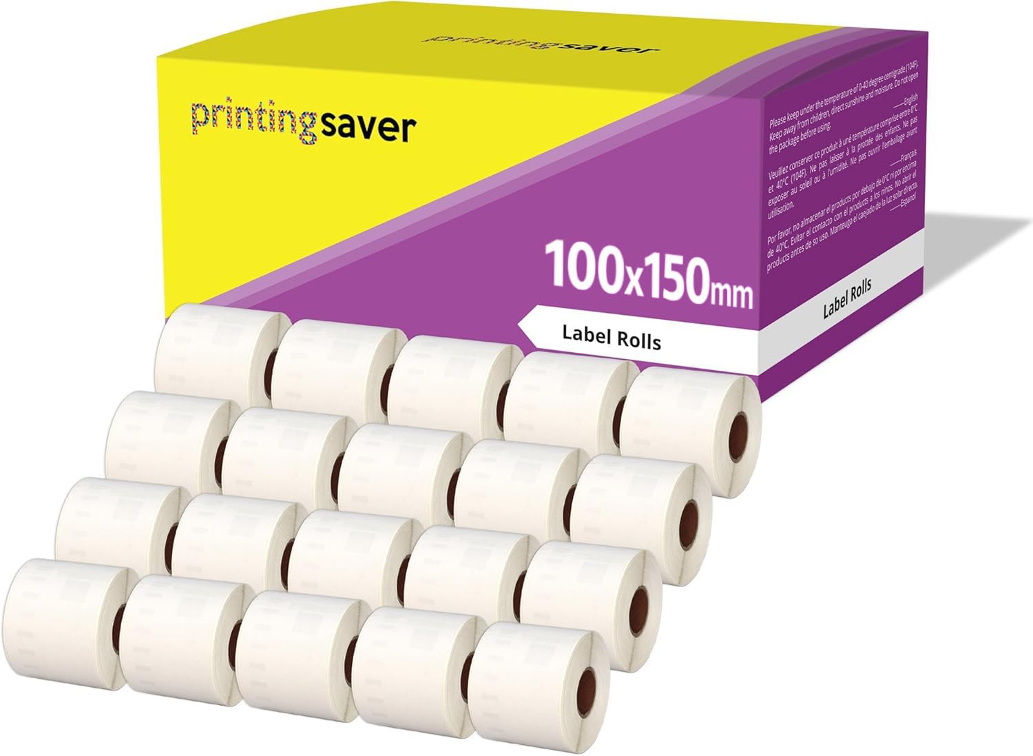 20 Compatible Rolls 100mm x 150mm White Direct Thermal Labels for Zebra GK420d GK420t GC420d GX420d GX420t GC420t GX430t GT800 LP2844 TLP 2844 Citizen CL-S521 CL-S621 CL-S631 (500 Labels per Roll)