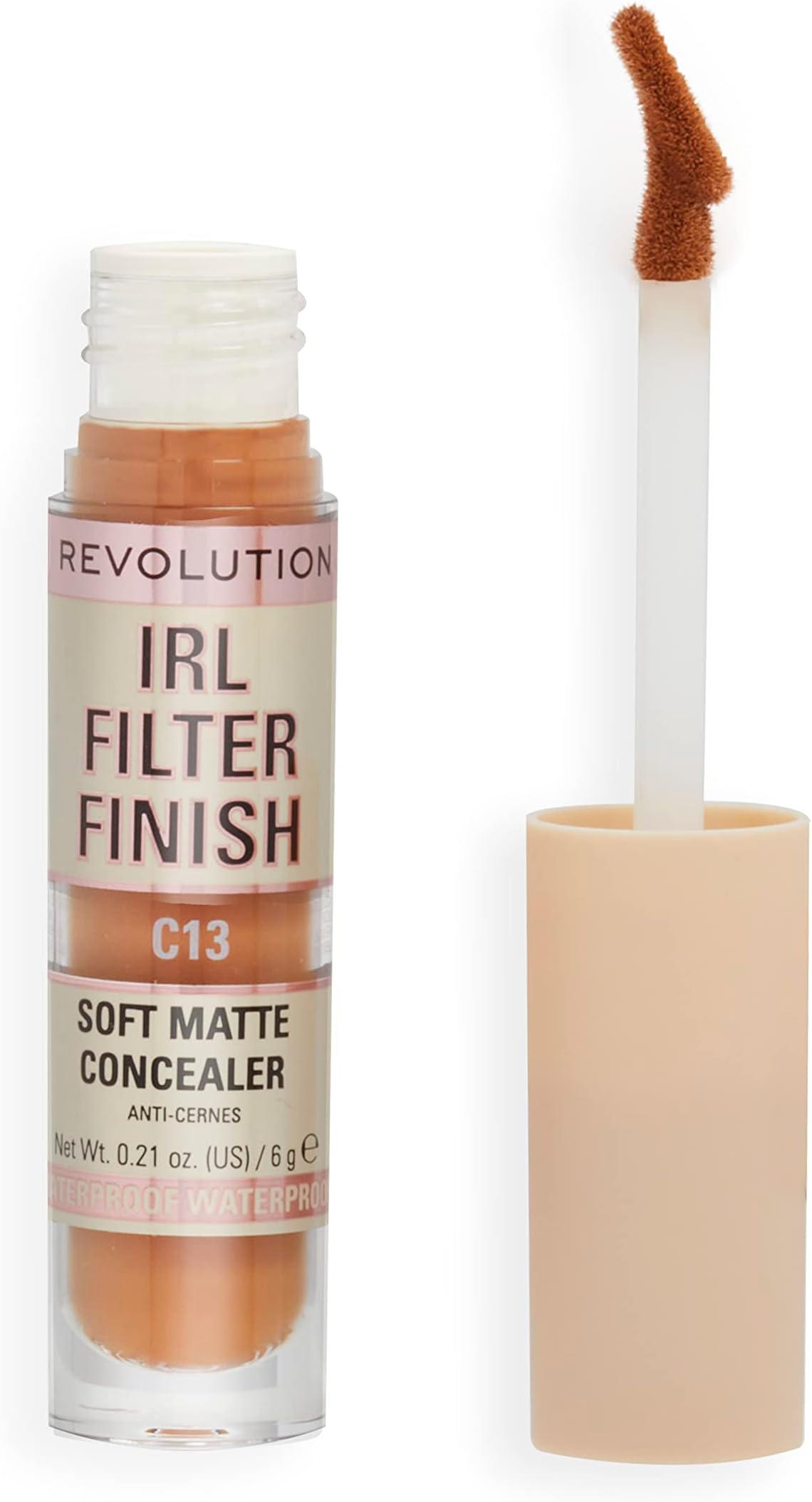 Revolution, IRL Filter Finish Concealer, Full Coverage, Oil-Free, Long-Lasting & Lightweight Formula, Infused with Hyaluronic Acid, Vegan & Cruelty-Free, C13, 0.21 oz