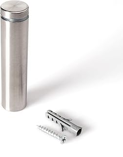 Stainless Steel Standoff 3/4 Inch Diameter x 3 Inch Barrel Length Brushed Finish for PVC, Glass and Acrylic Sign Stand Off Wall Anchors and Screws 4 Piece Pack for Heavy Signs