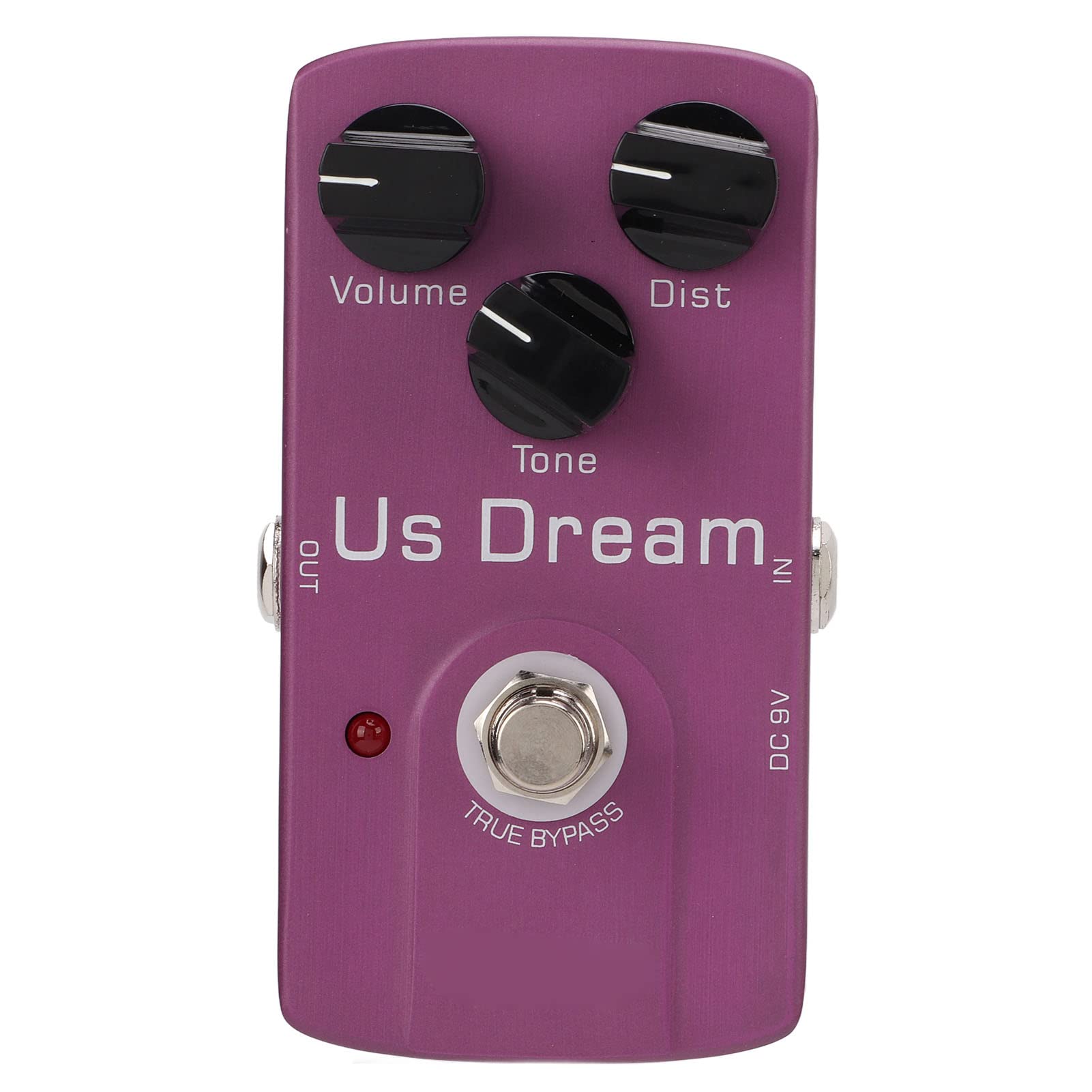 Drfeify Pedał Gitarowy Distortion, Metalowa Konstrukcja, Analogowy Efekt Distortion z True Bypass do Gitar Elektrycznych, Zasilacz Błyskowy LED dla Muzyków Rockowych