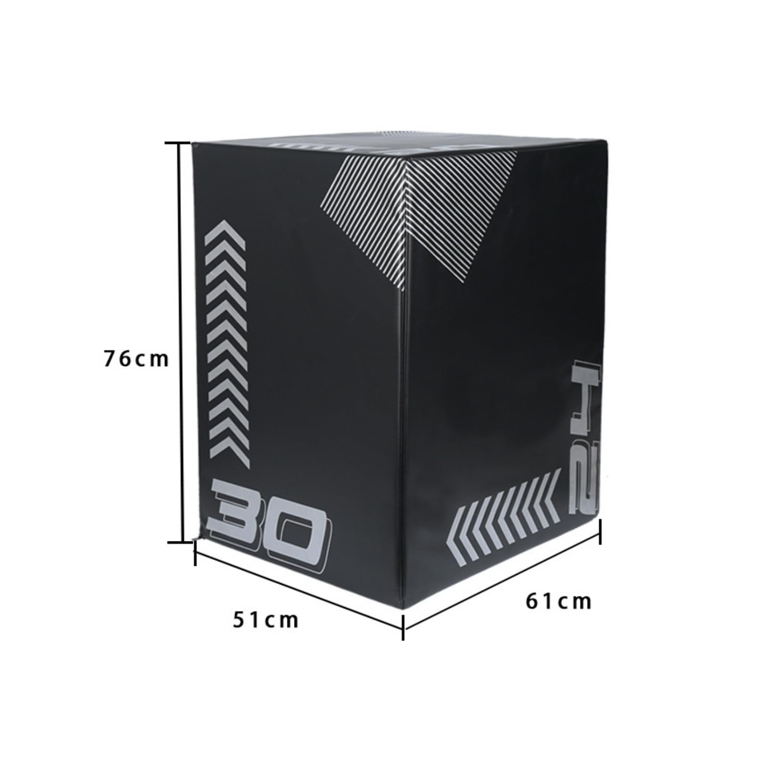 LOVIVER Children Plyometrica Cubo Salto Palestra Attrezzo Allenamento Stazione di Salto in Schiuma con Rivestimento Pvc per, Box Pliometrico Nero Con Frecce Bianche E Numeri 30/24, 76x61x51cm, 8kg