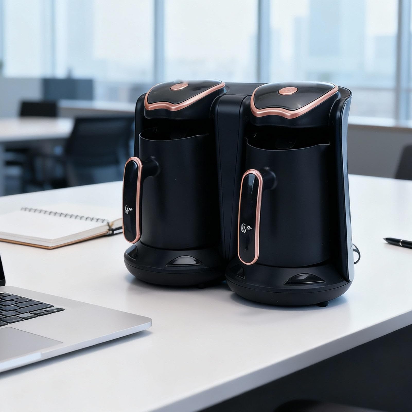 Double Cafetière Turque Haute Puissance 1200W, Machine électrique pour une Saveur Riche, pour le Bureau et la Maison