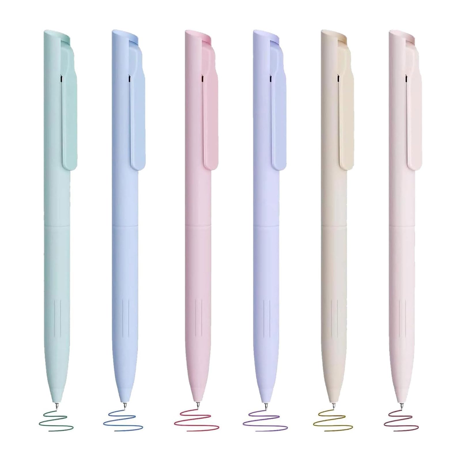 LQMK 6 Pcs Retractable Coloured Gel Pens - 0.5mm Fine Point Quick-Drying Ink Gel Pen - Smooth Barrel, Writing Pen for Office & School Journaling Arts