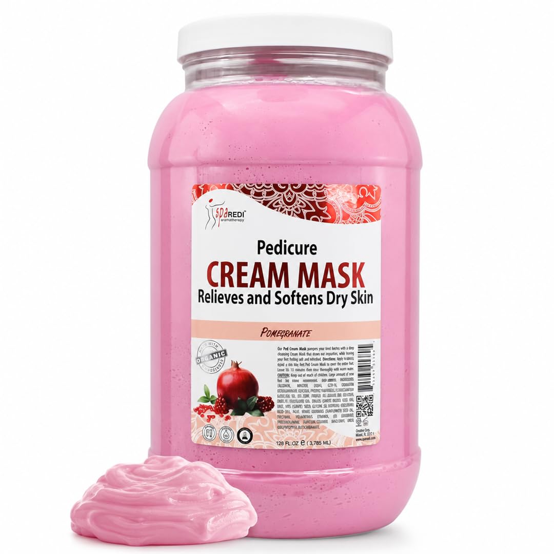 SPA REDI Mascarilla hidratante en crema y loción de masaje, ácido hialurónico, aminoácidos y granada, hidratante sin alcohol para piel seca, callos y posexfoliación, uso profesional en salón, 128