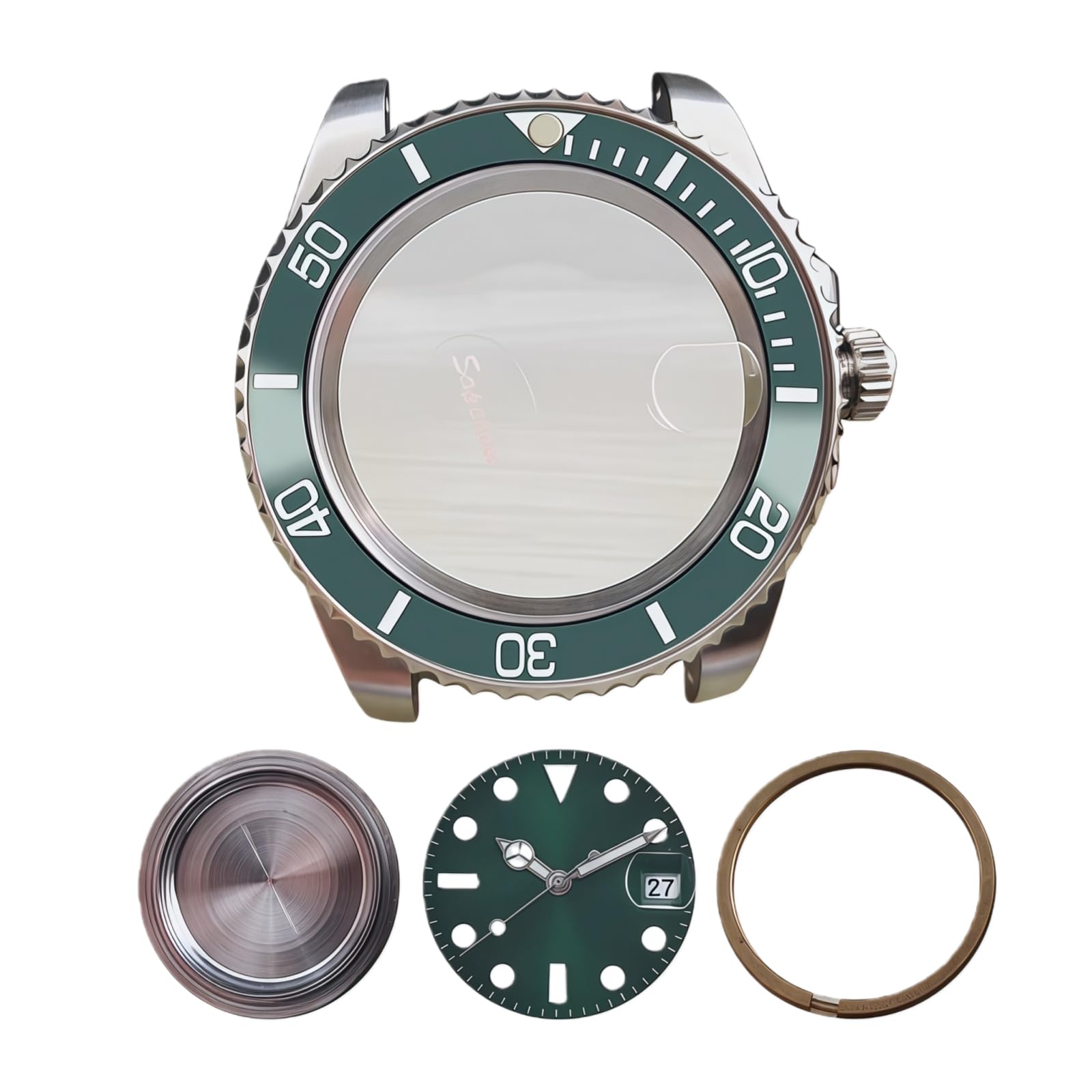 Klassisches Taucherstil Uhrengehäuse 40mm Massiver Boden Saphirglas Drehbare Lünette DG2813 8215 Werk für Rolex Submariner