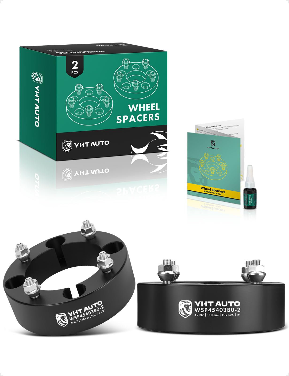 YHTAUTO 4x137mm ATV Wheel Spacers 2 Inch w/M10 x 1.25 & 110mm Center Bore Fits Bombardier, Can-Am, Kawasaki, Suzuki-Outlander, Commander, Outlander,