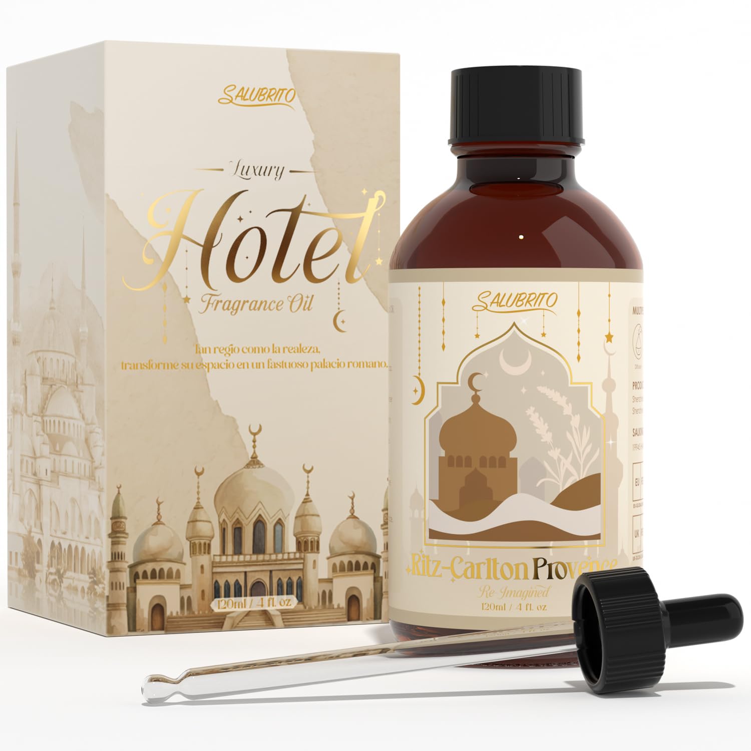 Salubrito Ritz Carlton Olejki eteryczne 120ml, luksusowy hotelowy olejek zapachowy do dyfuzora, 5-gwiazdkowy zapach hotelowy, mieszany z lawendą, jaśminami, drzewem sandałowym, olejki eteryczne do