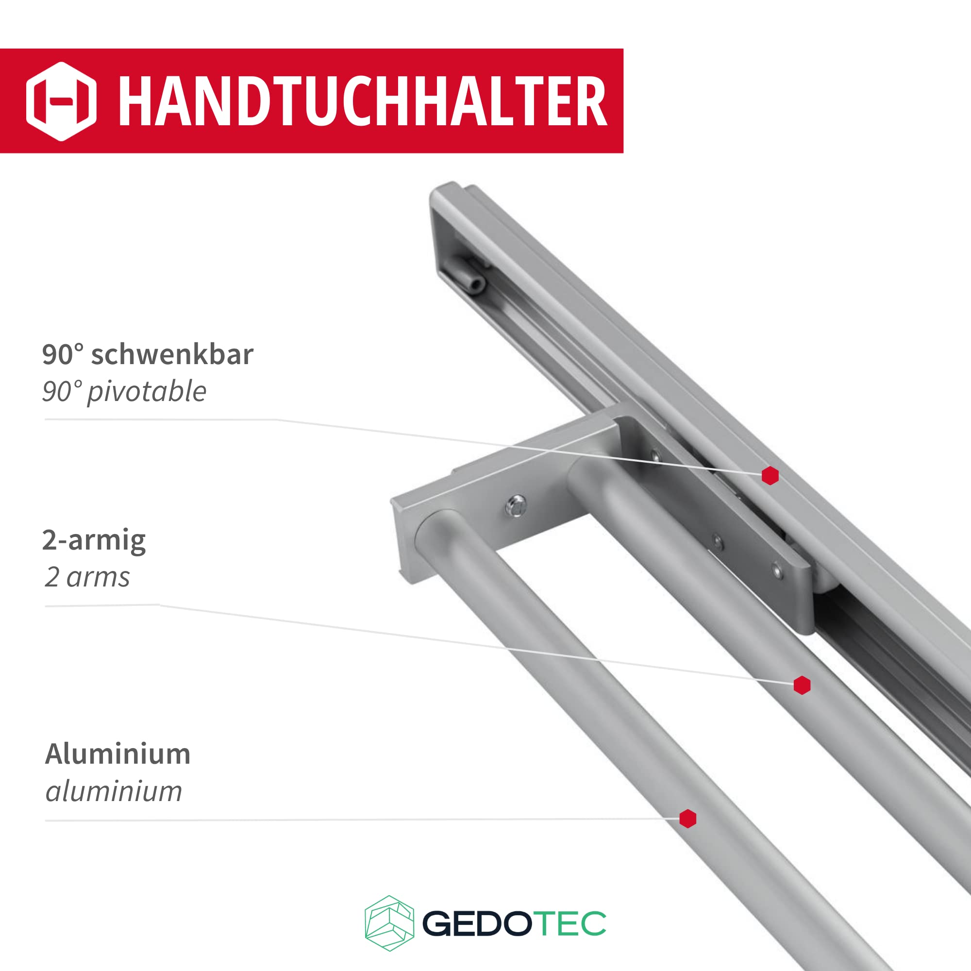 Handdoekhouder De Luxe, Handdoekhouder, 3-armig, B 143 mm, zilver