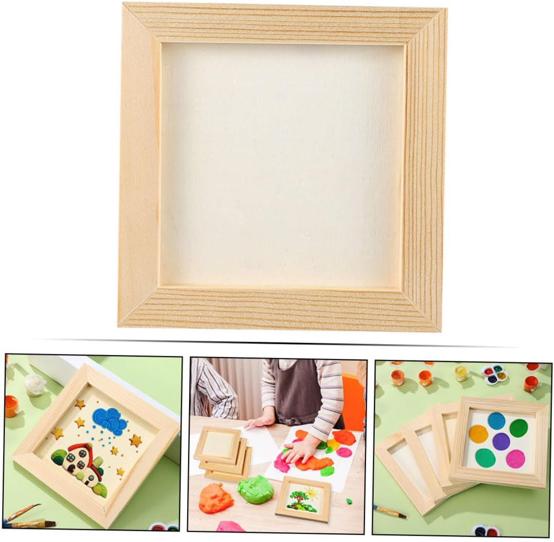 Homoyoyo 5pcs DIY Wooden Photo Frames 16.5x16.5cm Blank Craft Picture Frames for 's Artwork Display for ' Room Décor and Art Projects