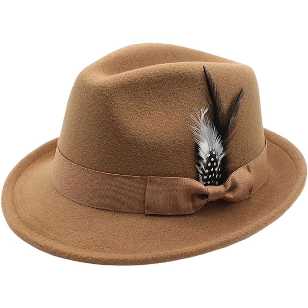 Sslvya German Alpine Bavarian Oktoberfest Hat with Feather, Unisex German Beer Festival Party Jazz Cap Oktoberfest Costume Accessories
