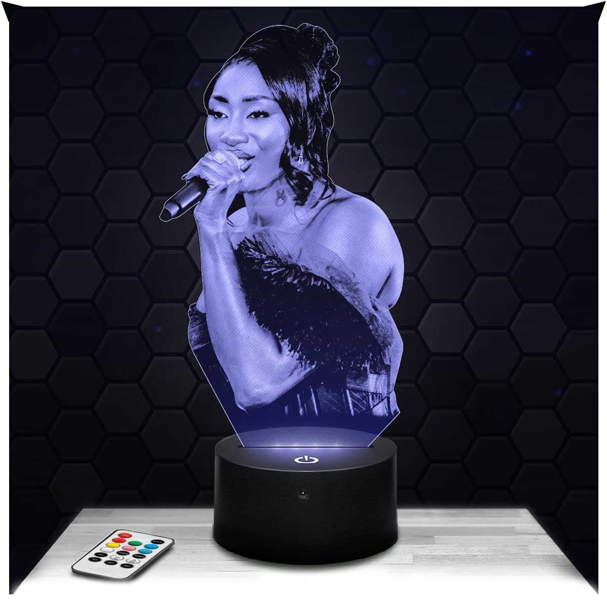 Lampephoto.fr - 3D Lamp Aya Nakamura Singer, Touch LED Night Light, 3D Hologram Effect, Christmas Birthday Gift Idea for Men and Women, Bedroom Decoration Object
