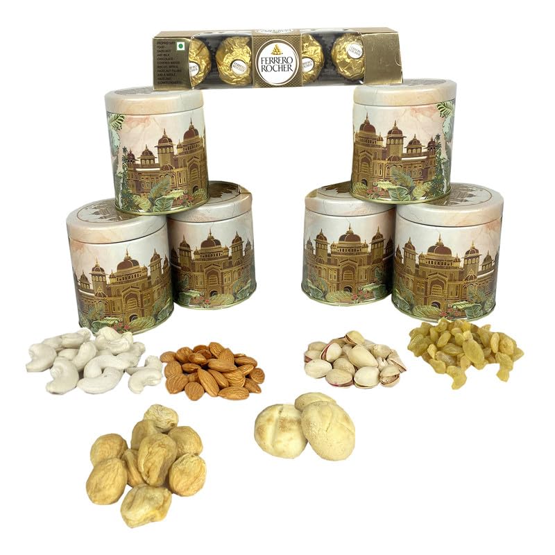 Image of NUTRI MIRACLE Rakhi Healthy Gift Hamper with Roasted Nuts and Chocolate Pieces | Engagement Return Gift Basket of Nut Mix and Chocolates