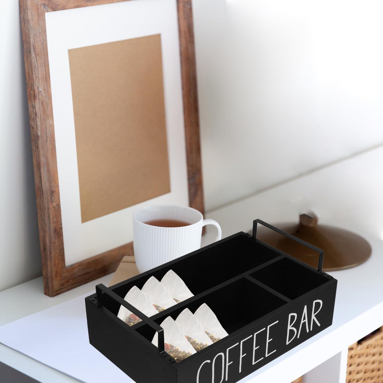 Caja De Almacenamiento Caja De Madera Organize Dispensador De Bolsitas De Té Organizadores y Almacenamiento De Té Negro Reutilizable