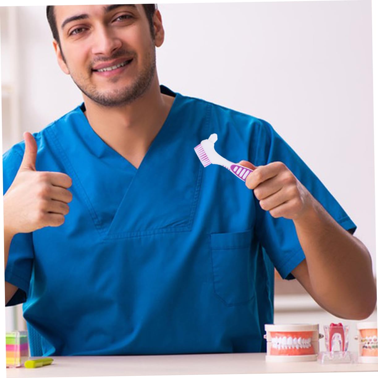 5 Set Spazzola Per La Pulizia Della Protesi Difficile Spazzolini Da Denti Pulito Setole Spazzolino Pp 4 Pezzi*5