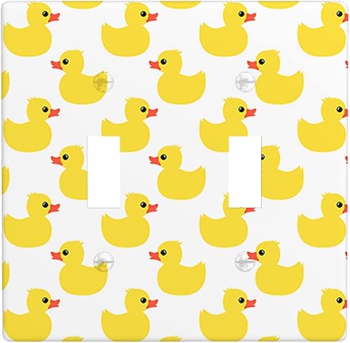 Axayaz Cubiertas de interruptor de luz de doble palanca de pato, lindo animal de pato amarillo, juguete para baby shower, niños, placa de pared de 2