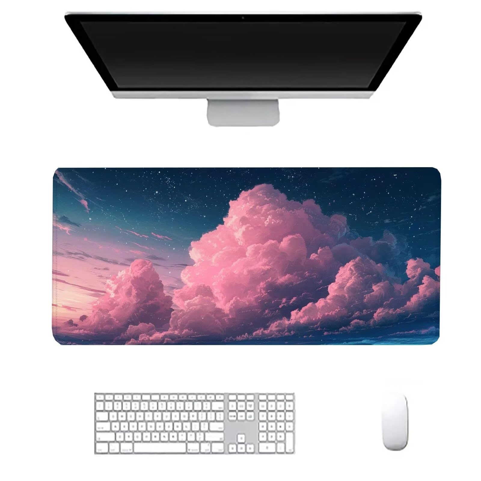 Alfombrilla Ratón Nube Alfombrilla Ratón Gaming XXL 1200x600x3mm Accesorios Escritorio,Antideslizante Mousepad Cielo Estrellado Tapete Escritorio Infantil,para Alfombrilla Pc Teclado Ratón J664