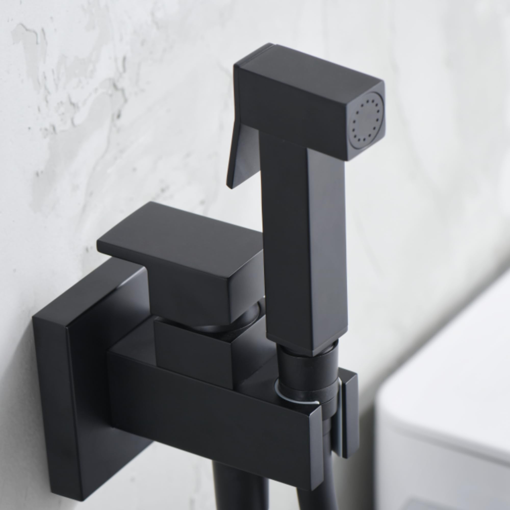 IMEX - Bidet bateria do zabudowy do toalety, prysznic bidet, zimna i gorąca woda, higieniczny prysznic bidet do toalety, spryskiwacz bidet, zamiennik bidetu, łatwa instalacja (CZARNY MATE)