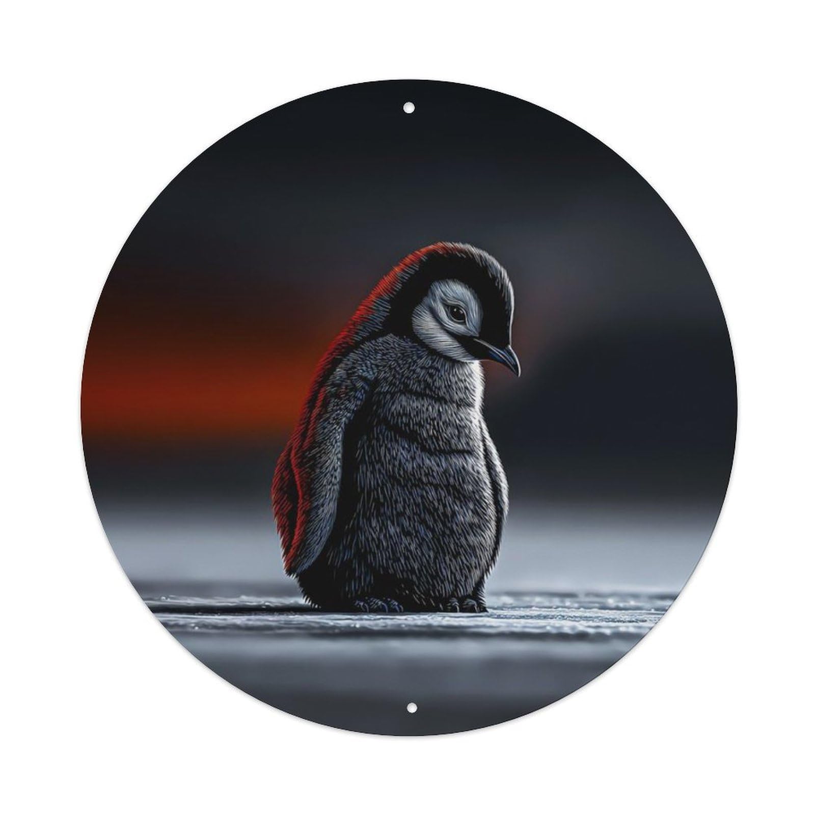 Animal Emperor Penguin Chick Antarctica Solitude Lonely Vintage Metal Tin Sign Plaque Wall Decor for Cafe, Club Bar, Office, Garden Metal Poster 8x8Inch