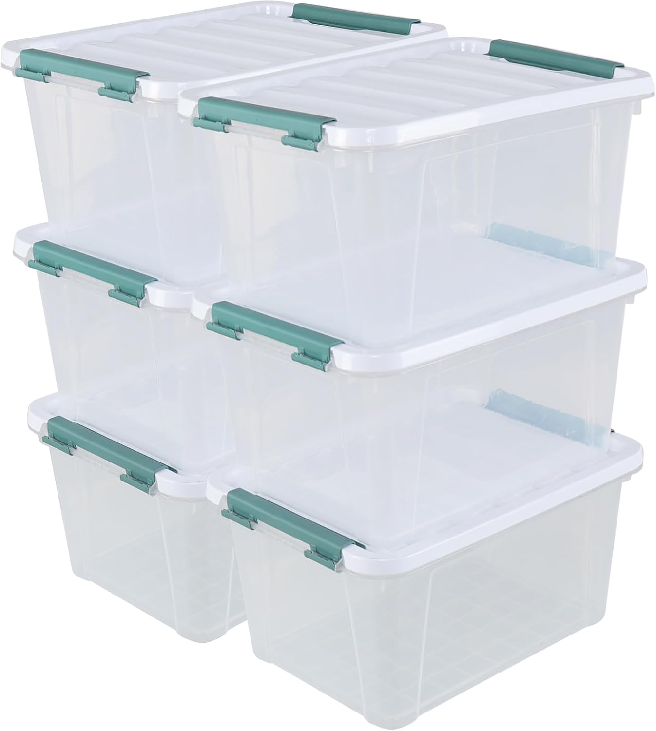85 Quart Plastic Storage Bin with Latching Lid, Large Clear Storage Box, 4 Pack