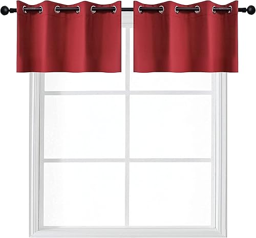 Miniatura 9 de YGO Cenefas opacas de cocina con aislamiento térmico y eficiencia energética con ojales en la parte superior, para ventanas pequeñas, paneles dobles