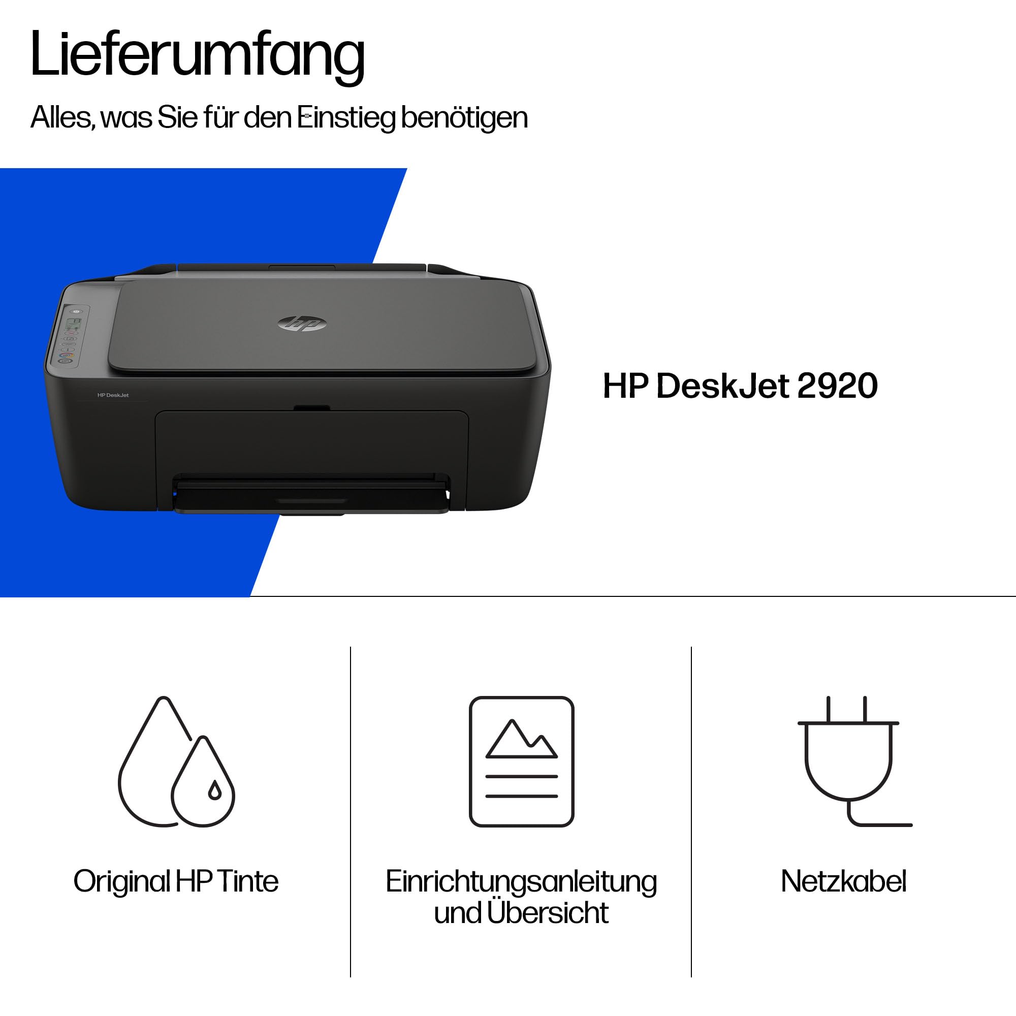 HP DeskJet 2920 Multifunktionsdrucker, Drucker, Scanner, Kopierer, WLAN, USB 2.0