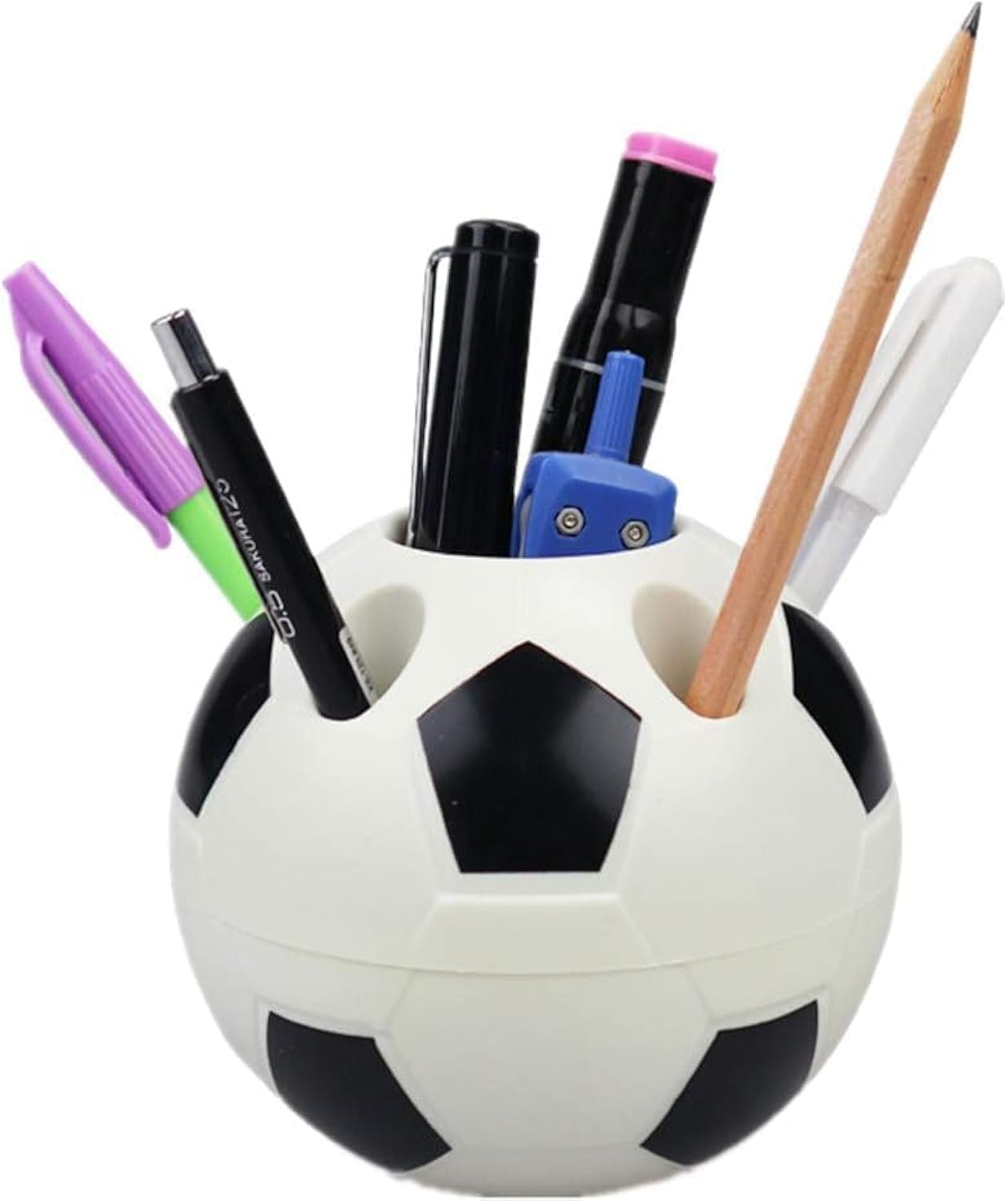 BIGTHREE Football Pen Holder, Plastic Storage Pen Holder, Durable and Creative, Cool Gadgets for Stationary Organizer or Decorating, Suitable for Students, Teachers and Office(Black)