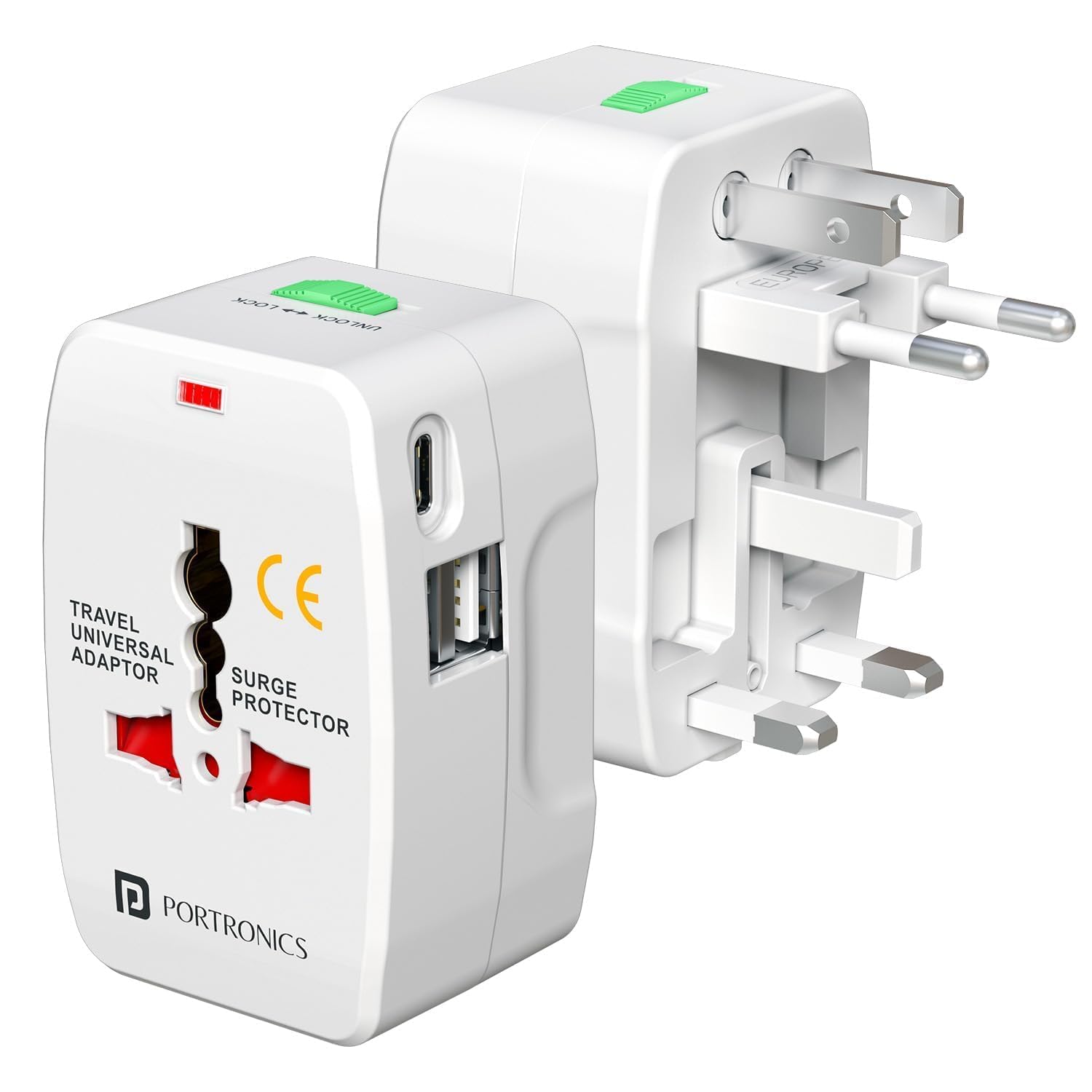 Universal Travel Adapter with Type-C & Dual USB Ports, International All-in-One Travel Plug Adapter, Universal Power Socket with Surge Protection, LED Indicator, Multi Country Adapter-picture-38