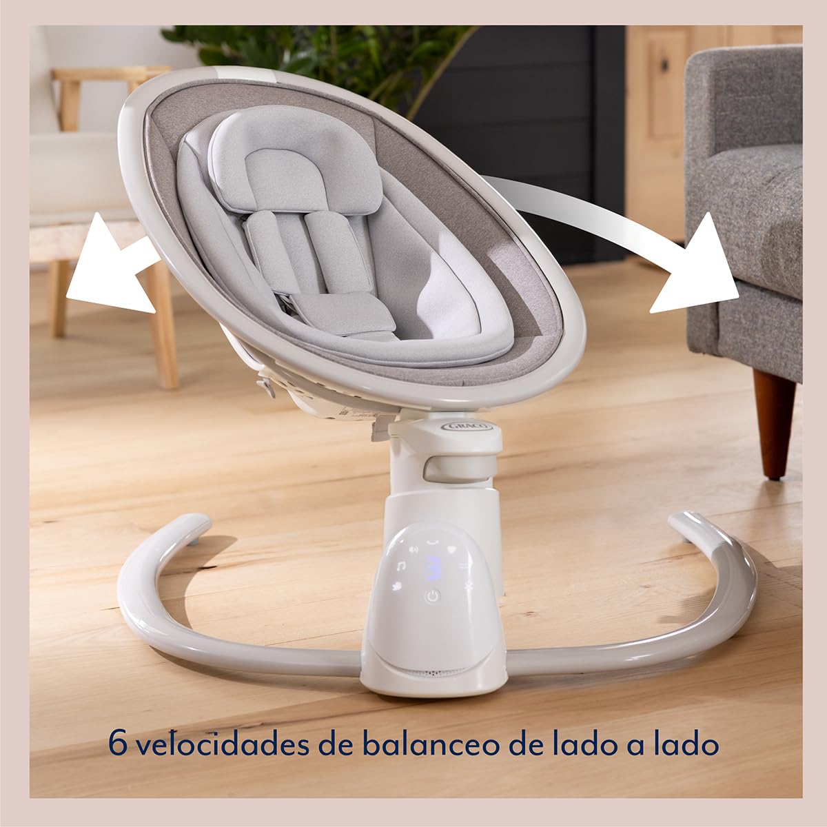 Graco - Sway ‘n Grow™ Sdraietta a dondolo silenziosa 3 in 1 con tecnologia Bluetooth®, 3 modalità (sdraietta, dondolo, seggiolina), dalla nascita fino ai 4 anni circa (max. 18 kg), colore Heather