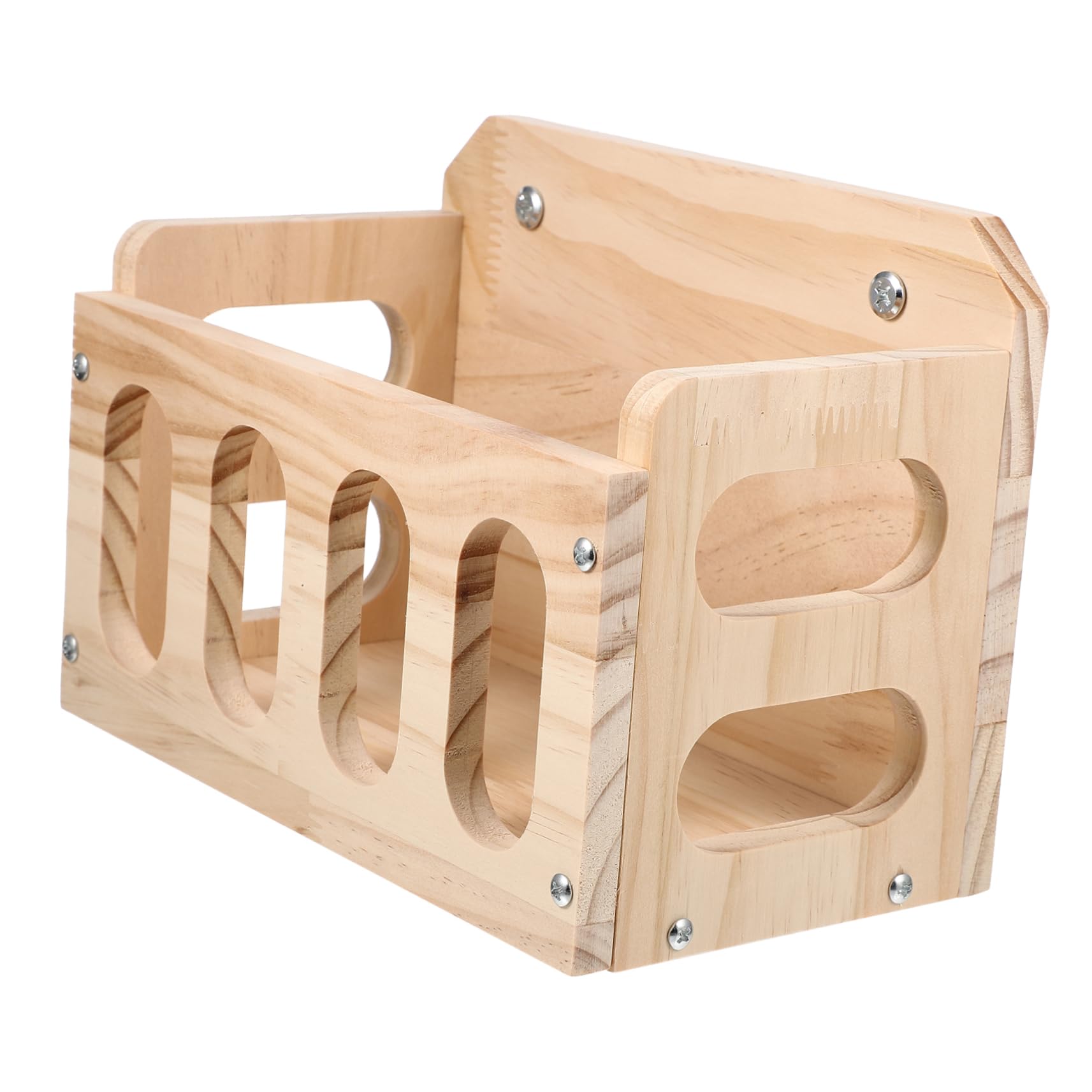 Râtelier à Lapins en Bois Khaki pour Cage, Design Fixe Anti-gaspillage