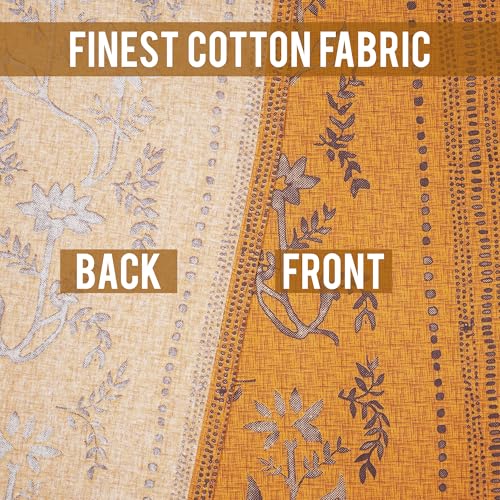 Image of Story@Home Cotton Curtain | Window Curtains 5 Feet Long Set of 2 | Abstract Printed | Bohemian Curtain | Room Darkening Curtains for Living Room | (116 x 152 cm, Mustard Yellow & Brown)