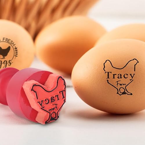 Miniatura 1 de Sellos de huevos para huevos frescos, sello personalizado de huevo de pollo con almohadilla de tinta, sello de logotipo personalizado con diseño