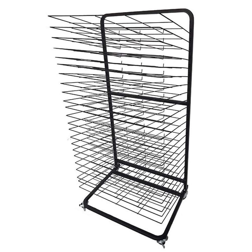PPXCZZ Art Drying Rack with 20, 23, 25, or 35 Shelves, Mobile Single-Sided Metal Cart with Wheels for Classrooms & Studios(23 Floors)