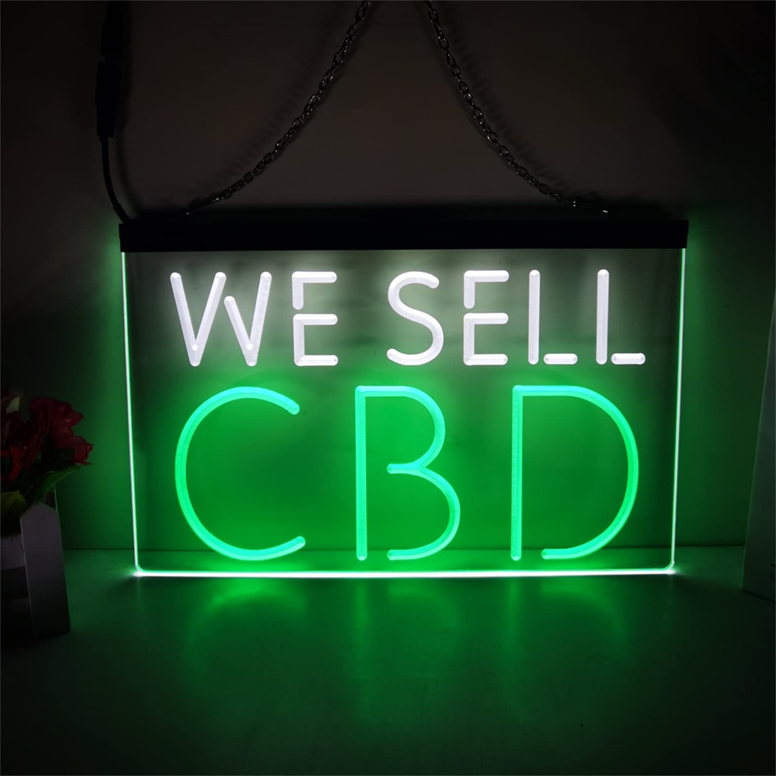 Finoti I Finot Cbd Neon Sign Cbd 2 Color Display Led Neon Sign Motorcycle Club Bar Hotel Game Hall Cafe Ambience Decoration Home Decoration Bedroom Wall With Chain,,15.7"X11.8"