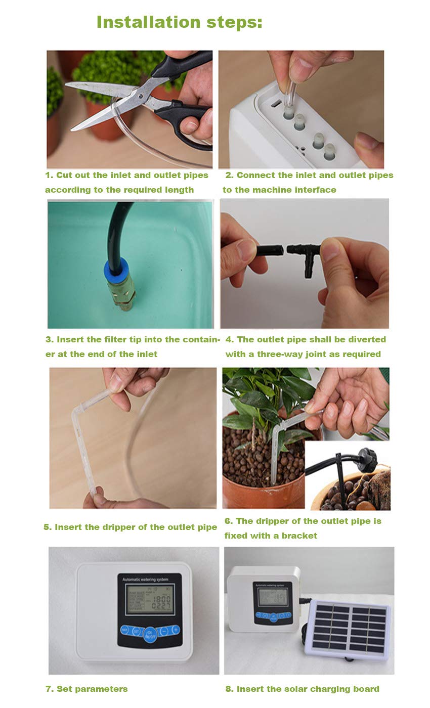 Controller automatico dell'acqua da giardino, prato, fiori da giardino, controller di irrigazione del balcone Irrigazione intelligente per giardino domestico Solare (doppia pompa)