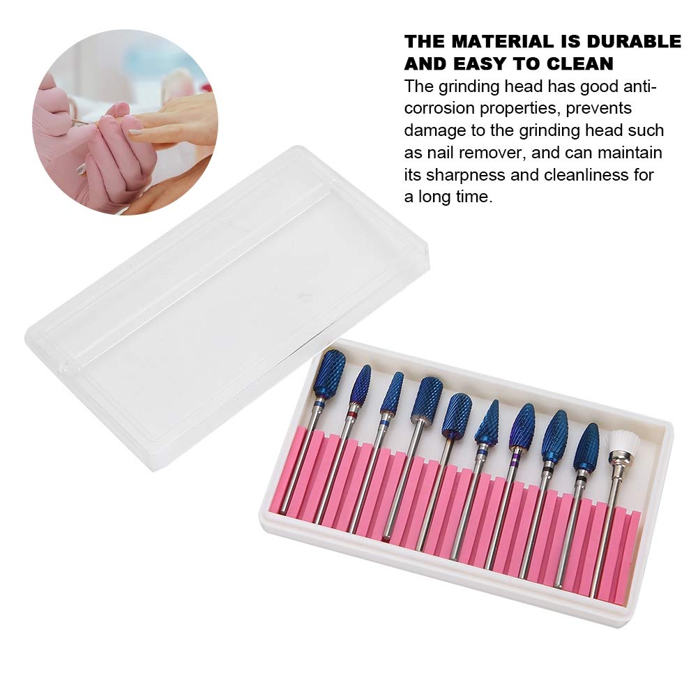 10 Piezas Cabezal de Pulido de Uñas Juego de Brocas para Uñas Accesorio para Pulidor de Uñas Kit de Herramientas de Manicura